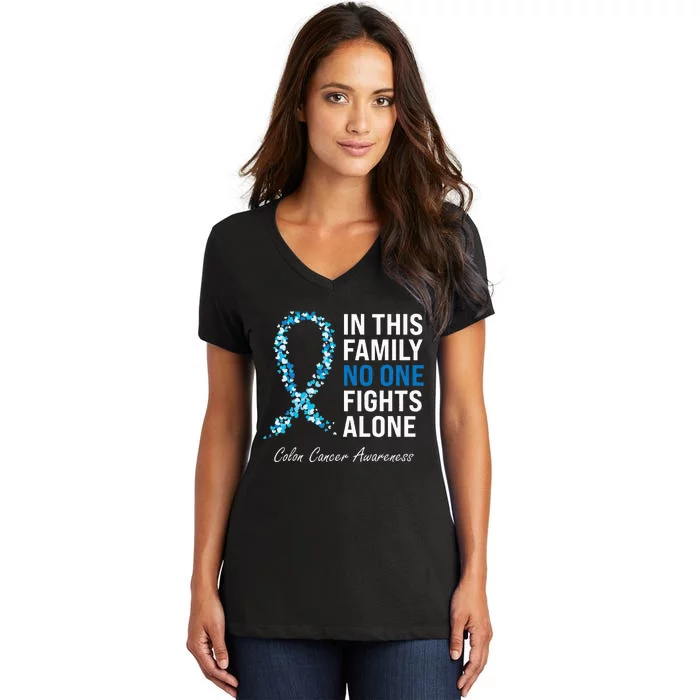 Colorectal Cancer Colon Cancer Blue Ribbon Women's V-Neck T-Shirt