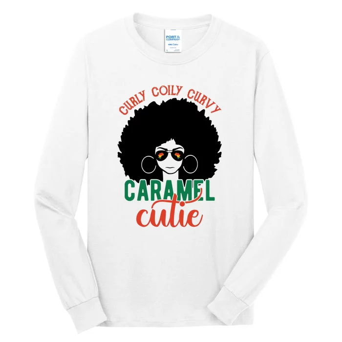 Curly Coily Curvy Caramel Cutie Black History Month Tall Long Sleeve T-Shirt