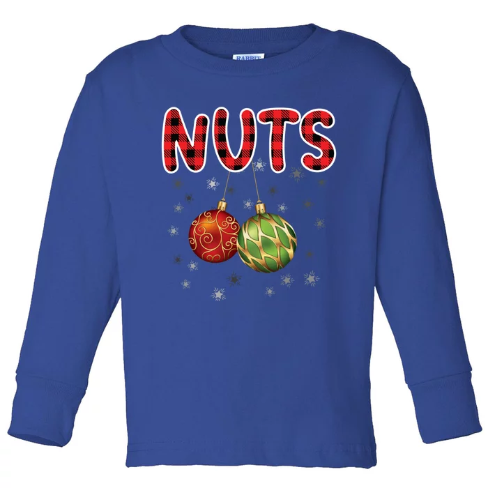 Christmas Couples Chestnuts Chest Nuts Funny Matching Xmas Funny Gift Toddler Long Sleeve Shirt