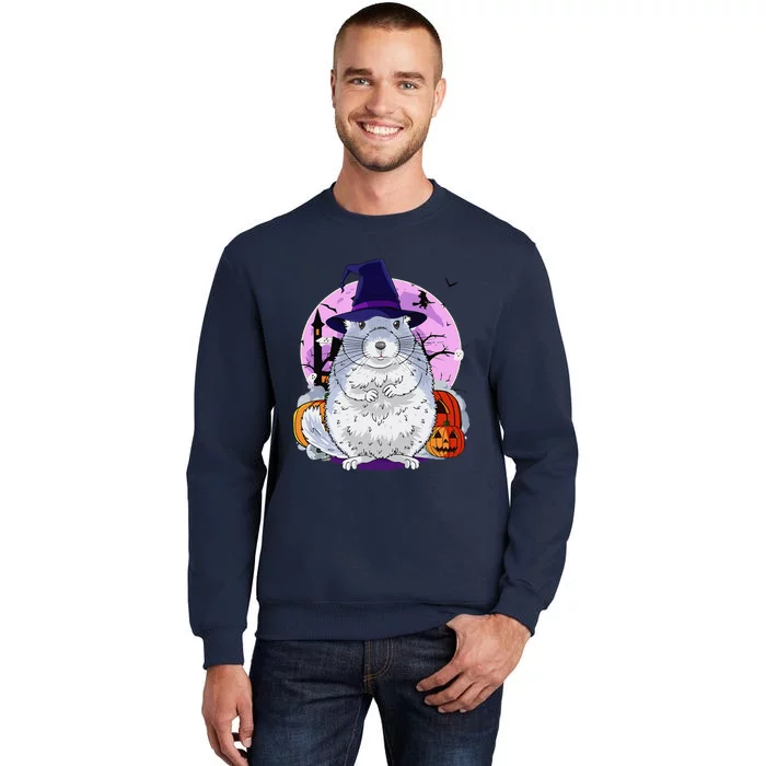 Cute Chinchilla Cavy Halloween Witch Pumpkin Tall Sweatshirt