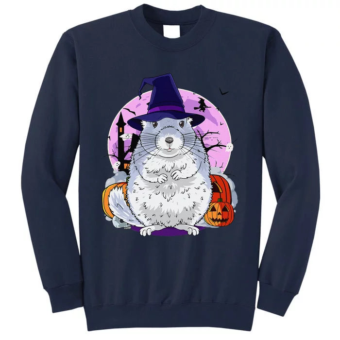 Cute Chinchilla Cavy Halloween Witch Pumpkin Tall Sweatshirt