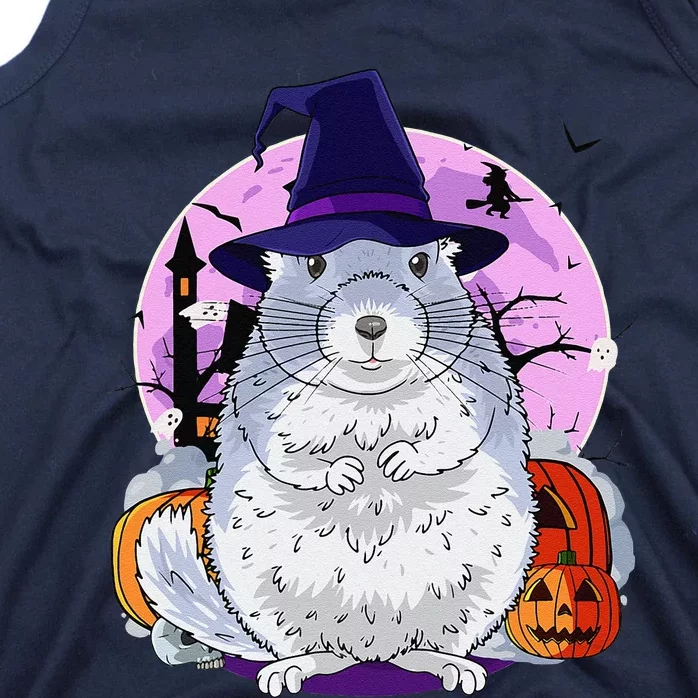 Cute Chinchilla Cavy Halloween Witch Pumpkin Tank Top