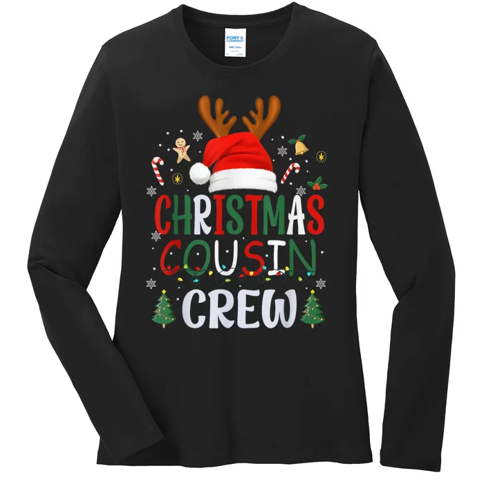 Cousin Crew Christmas Santa Squad Reindeer Party Ladies Long Sleeve Shirt