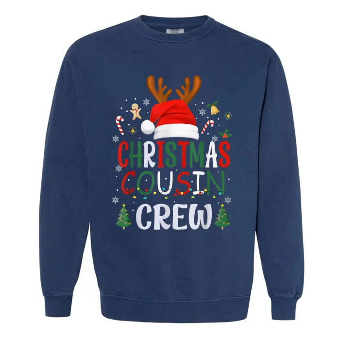 Cousin Crew Christmas Santa Squad Reindeer Party Garment-Dyed Sweatshirt