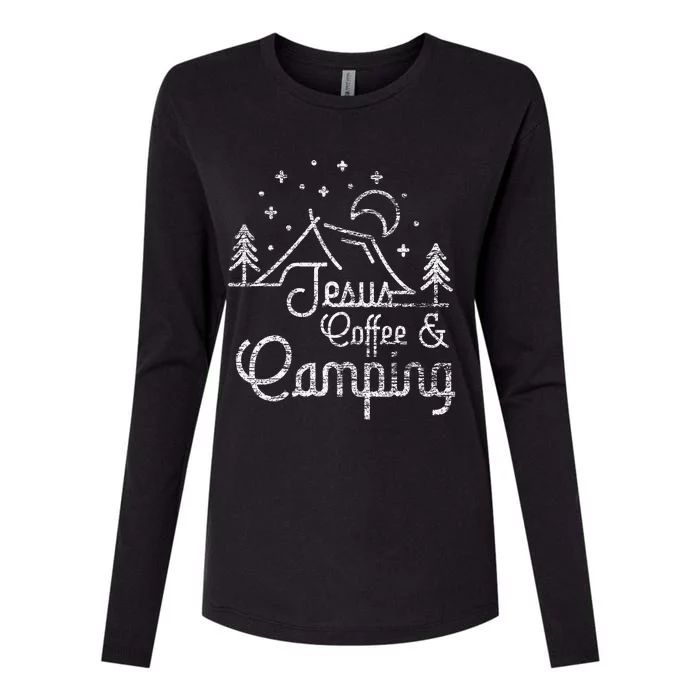 Camping Coffee Camper Camp Lover Christian Jesus Womens Cotton Relaxed Long Sleeve T-Shirt