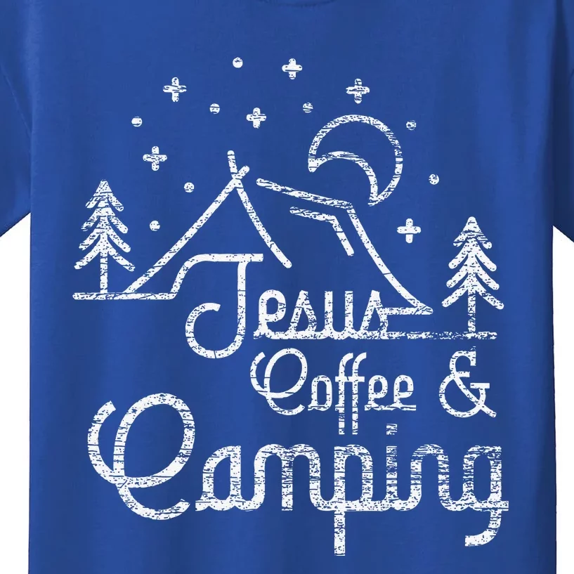 Camping Coffee Camper Camp Lover Christian Jesus Kids T-Shirt