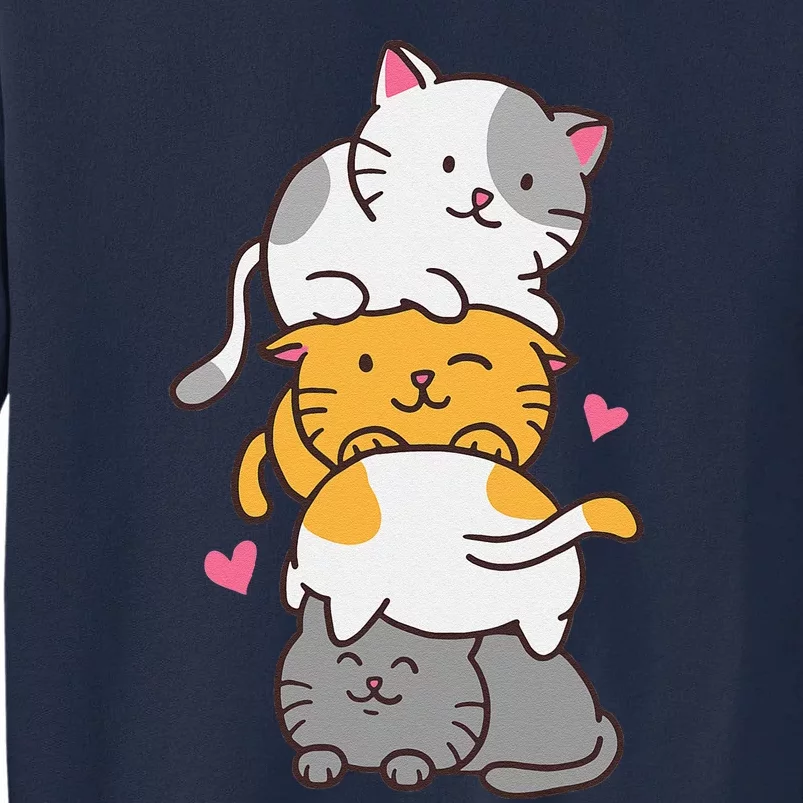 Cat Cats Cute Kitty Pile Anime Kawaii Neko Tall Sweatshirt