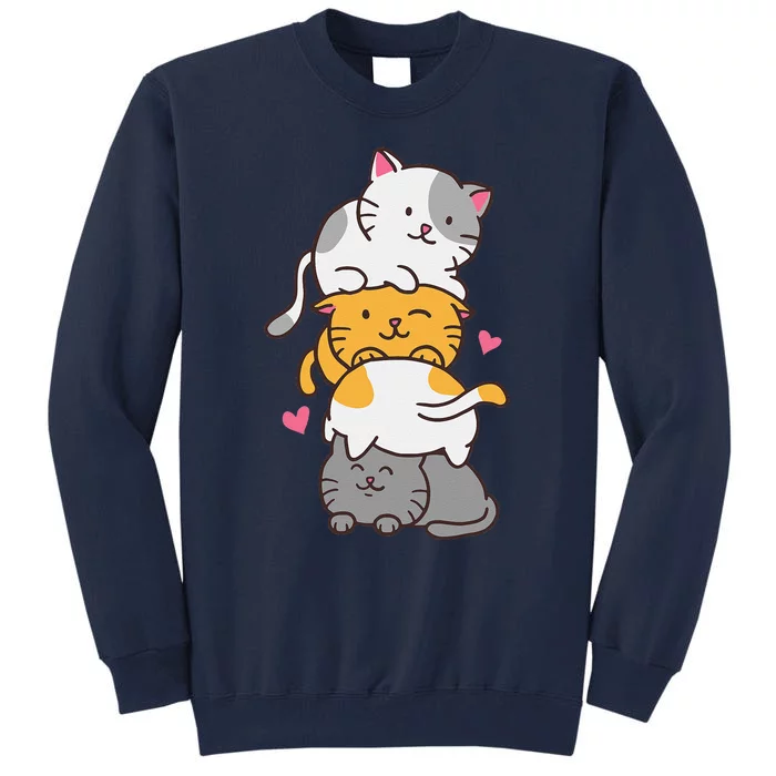 Cat Cats Cute Kitty Pile Anime Kawaii Neko Tall Sweatshirt