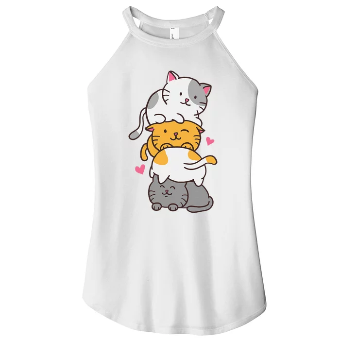 Cat Cats Cute Kitty Pile Anime Kawaii Neko Women’s Perfect Tri Rocker Tank