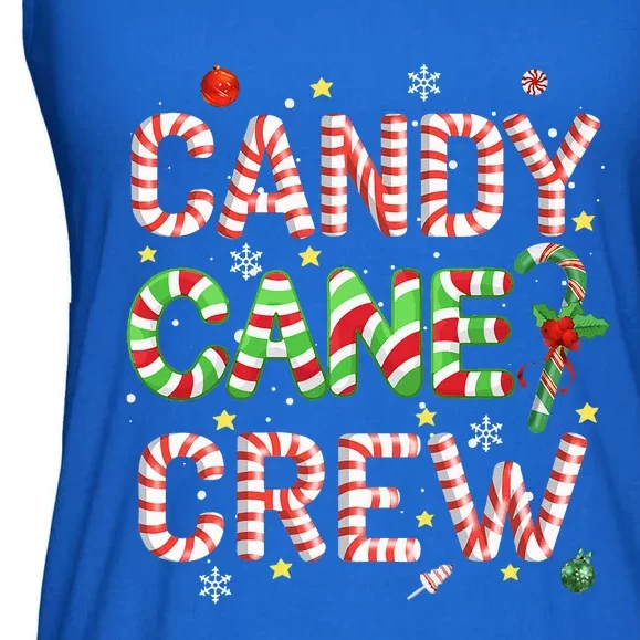 Candy Cane Crew Funny Christmas Candy Lover Xmas Pajamas Ladies Essential Flowy Tank