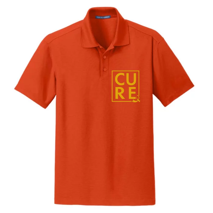 CURE Childhood Cancer Awareness Yellow Gold Ribbon Dry Zone Grid Performance Polo