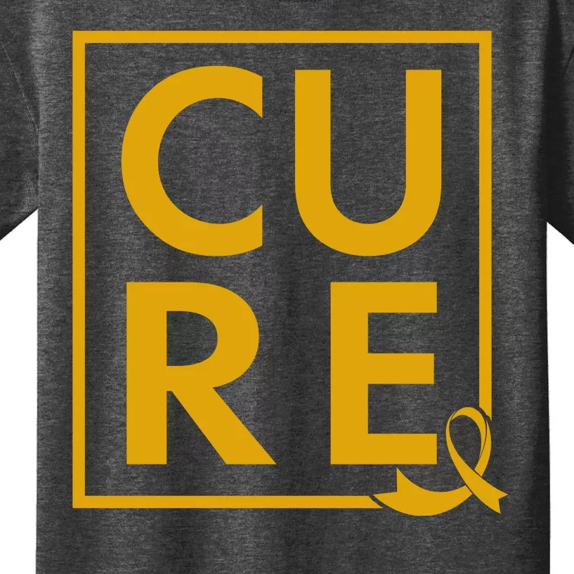 CURE Childhood Cancer Awareness Yellow Gold Ribbon Kids T-Shirt