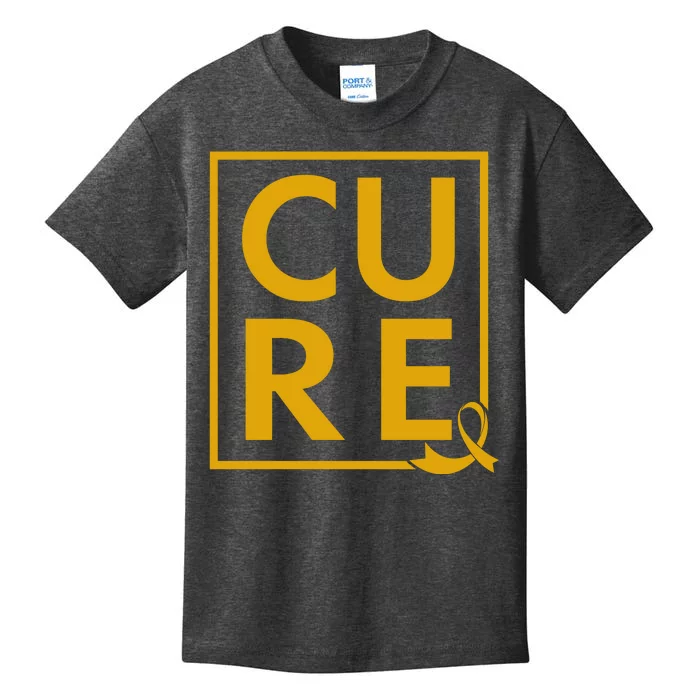 CURE Childhood Cancer Awareness Yellow Gold Ribbon Kids T-Shirt