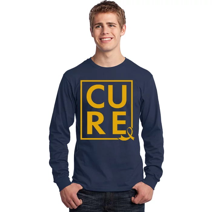 CURE Childhood Cancer Awareness Yellow Gold Ribbon Long Sleeve Shirt