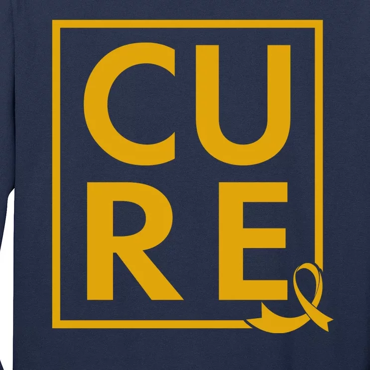 CURE Childhood Cancer Awareness Yellow Gold Ribbon Long Sleeve Shirt