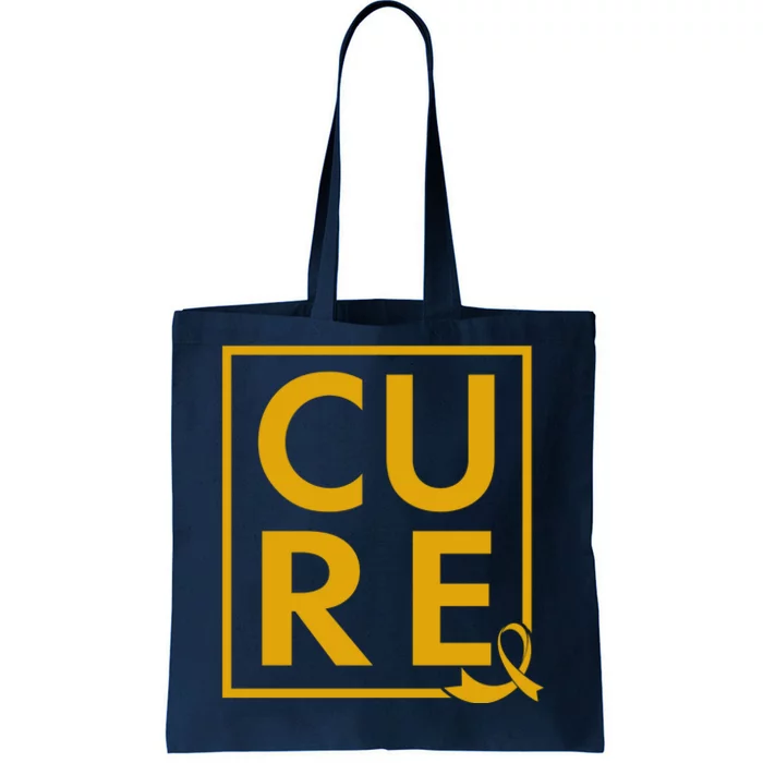 CURE Childhood Cancer Awareness Yellow Gold Ribbon Tote Bag