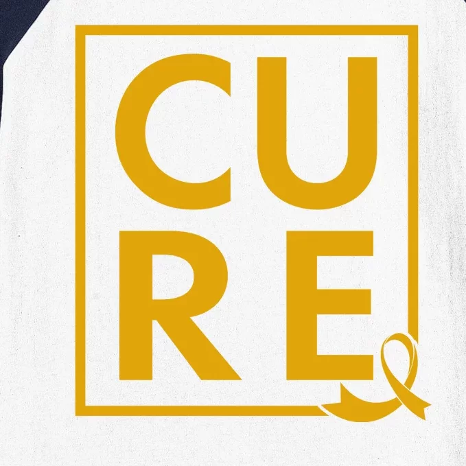 CURE Childhood Cancer Awareness Yellow Gold Ribbon Baseball Sleeve Shirt