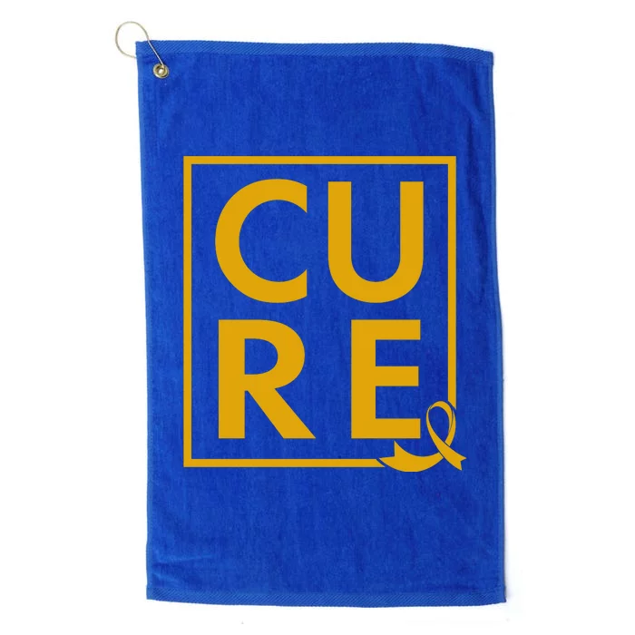 CURE Childhood Cancer Awareness Yellow Gold Ribbon Platinum Collection Golf Towel