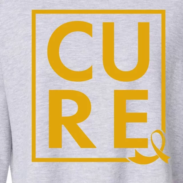 CURE Childhood Cancer Awareness Yellow Gold Ribbon Cropped Pullover Crew