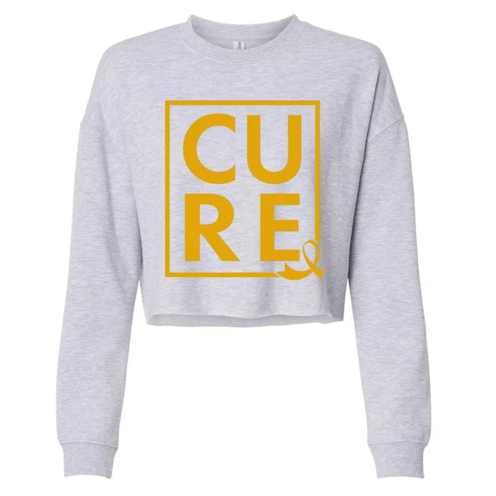 CURE Childhood Cancer Awareness Yellow Gold Ribbon Cropped Pullover Crew