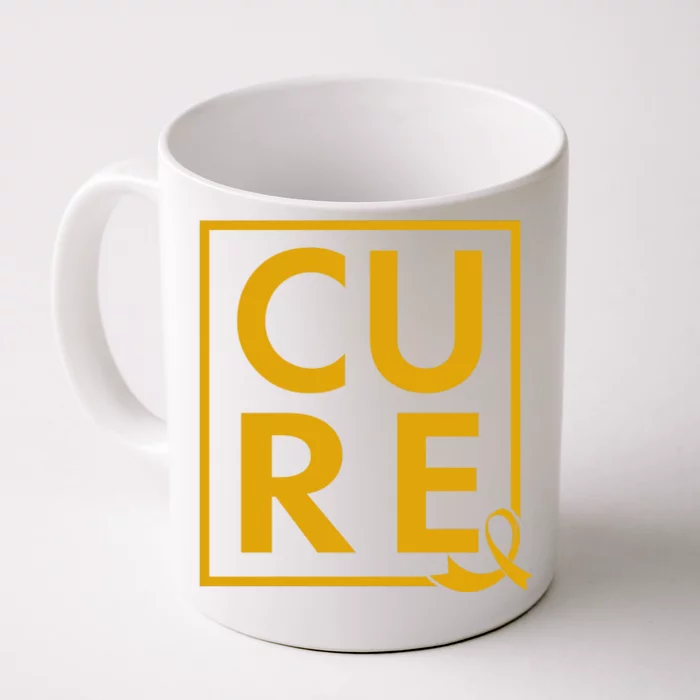 CURE Childhood Cancer Awareness Yellow Gold Ribbon Front & Back Coffee Mug