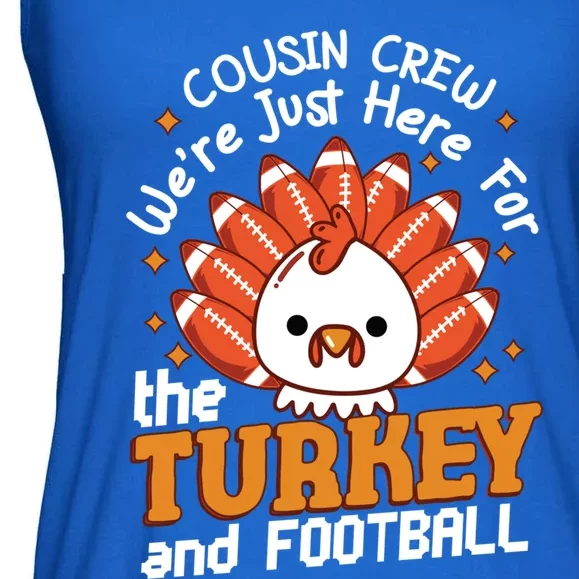 Cousin Crew Cute Turkey Football Feathers Happy Thanksgiving Gift Ladies Essential Flowy Tank