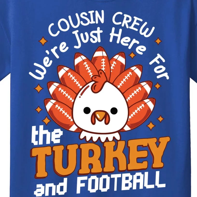 Cousin Crew Cute Turkey Football Feathers Happy Thanksgiving Gift Kids T-Shirt