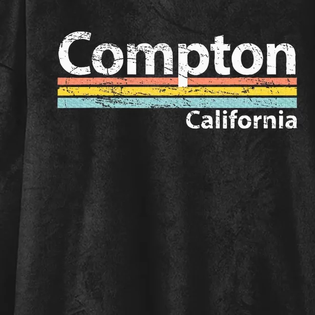 Compton California Ca Retro Stripes Classic Hooded Wearable Blanket