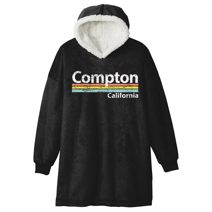 Compton California Ca Retro Stripes Classic Hooded Wearable Blanket