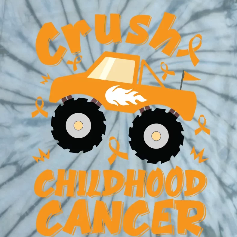 Crush Childhood Cancer Awareness Monster Truck & Gold Ribbon Tie-Dye T-Shirt