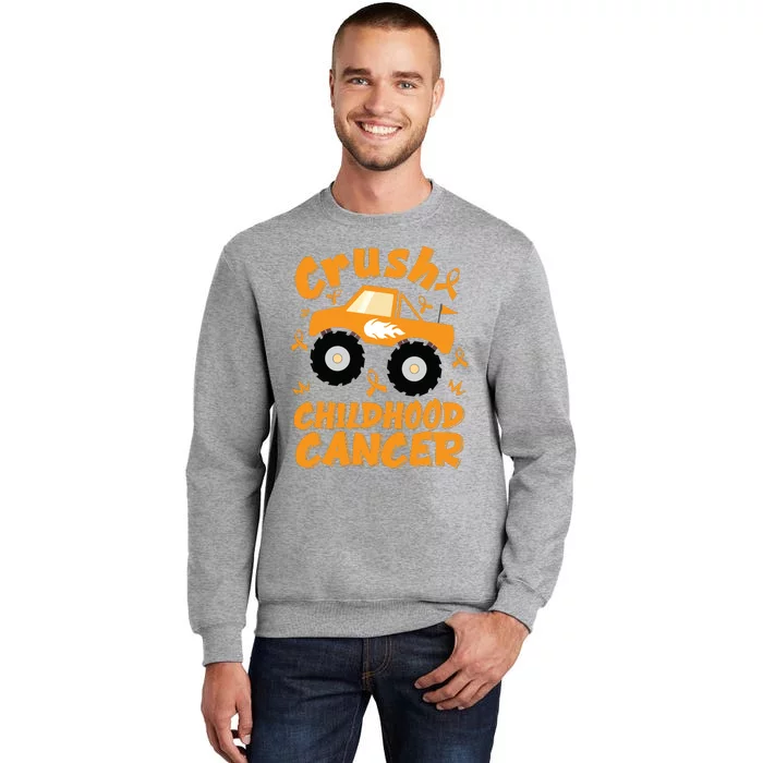 Crush Childhood Cancer Awareness Monster Truck & Gold Ribbon Tall Sweatshirt