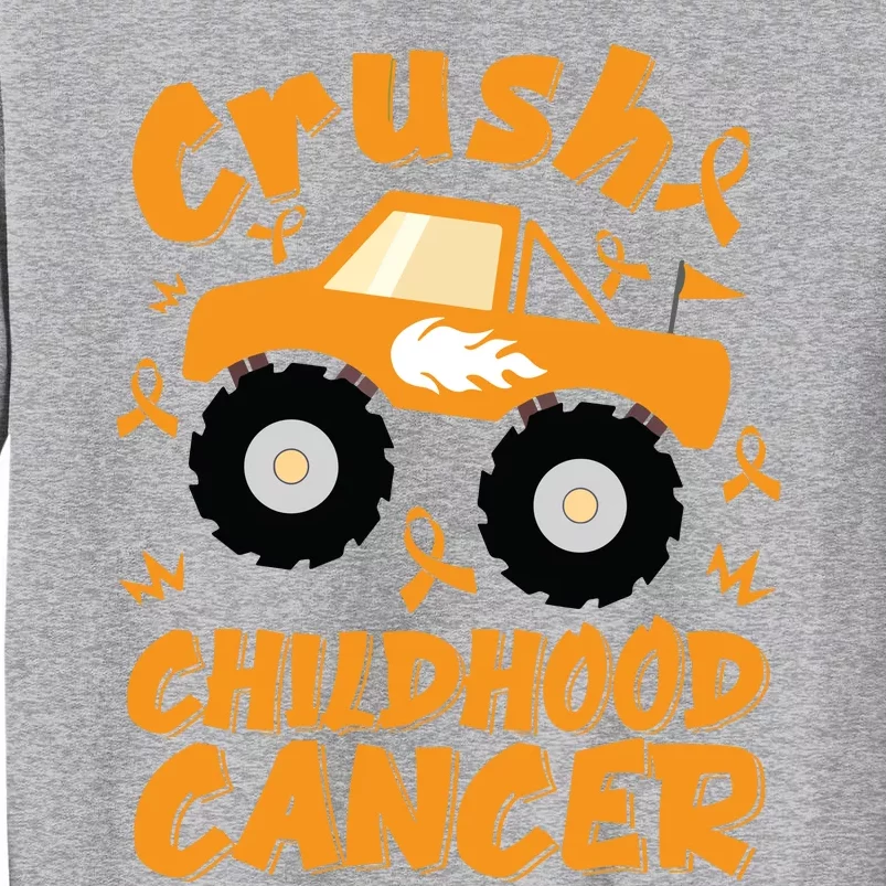 Crush Childhood Cancer Awareness Monster Truck & Gold Ribbon Tall Sweatshirt