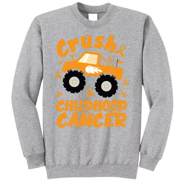 Crush Childhood Cancer Awareness Monster Truck & Gold Ribbon Tall Sweatshirt