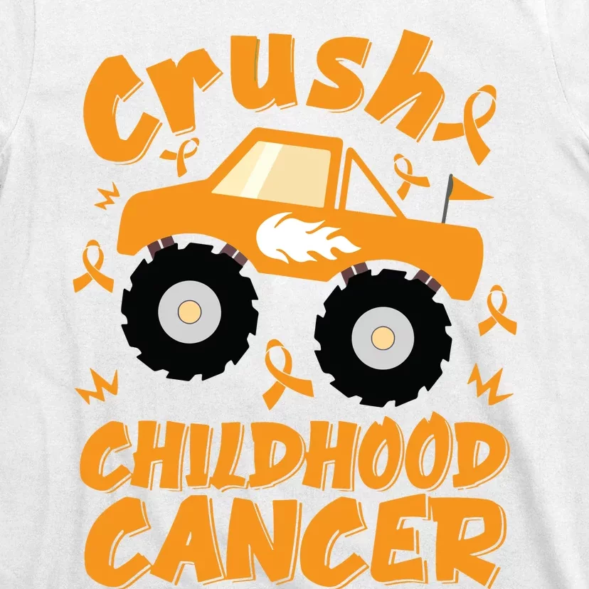 Crush Childhood Cancer Awareness Monster Truck & Gold Ribbon T-Shirt