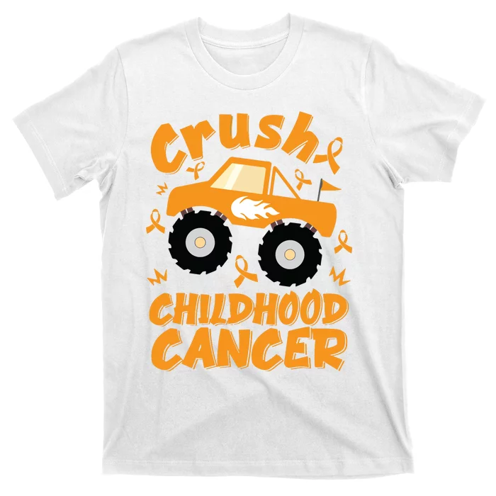 Crush Childhood Cancer Awareness Monster Truck & Gold Ribbon T-Shirt