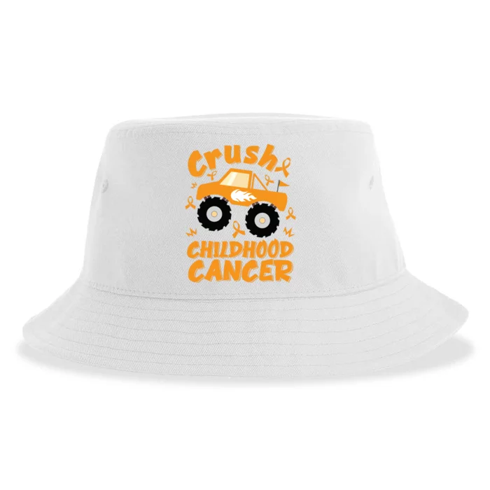 Crush Childhood Cancer Awareness Monster Truck & Gold Ribbon Sustainable Bucket Hat