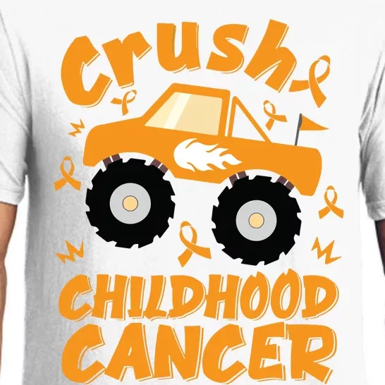 Crush Childhood Cancer Awareness Monster Truck & Gold Ribbon Pajama Set