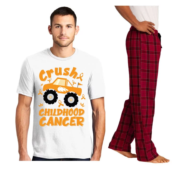 Crush Childhood Cancer Awareness Monster Truck & Gold Ribbon Pajama Set