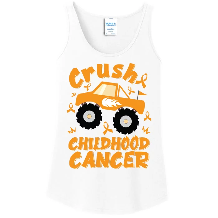 Crush Childhood Cancer Awareness Monster Truck & Gold Ribbon Ladies Essential Tank