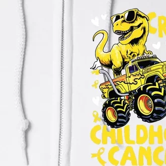 Crush Childhood Cancer Awareness Monster Truck Dinosaur Full Zip Hoodie