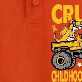 Crush Childhood Cancer Awareness Monster Truck Dinosaur Dry Zone Grid Performance Polo