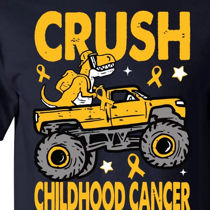 Crush Childhood Cancer Awareness Monster Truck Dinosaur Tall T-Shirt