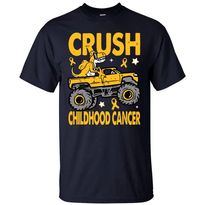 Crush Childhood Cancer Awareness Monster Truck Dinosaur Tall T-Shirt