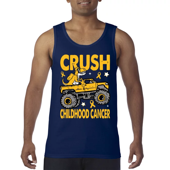 Crush Childhood Cancer Awareness Monster Truck Dinosaur Tank Top