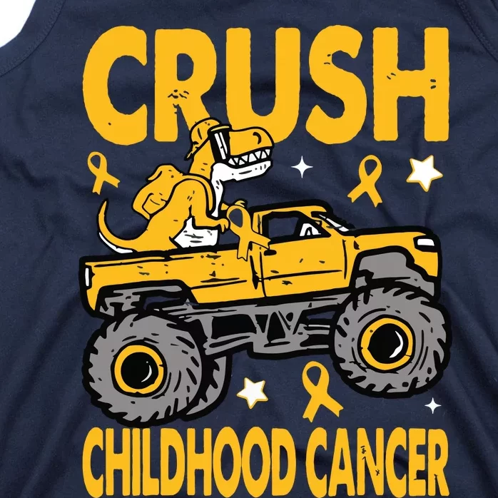 Crush Childhood Cancer Awareness Monster Truck Dinosaur Tank Top