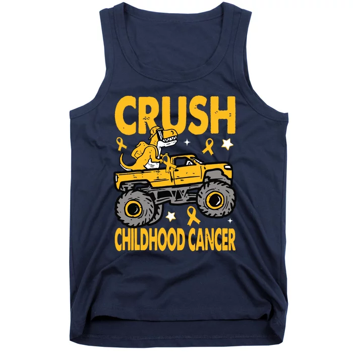 Crush Childhood Cancer Awareness Monster Truck Dinosaur Tank Top