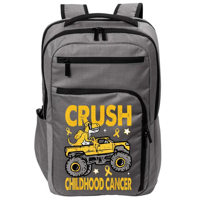 Crush Childhood Cancer Awareness Monster Truck Dinosaur Impact Tech Backpack