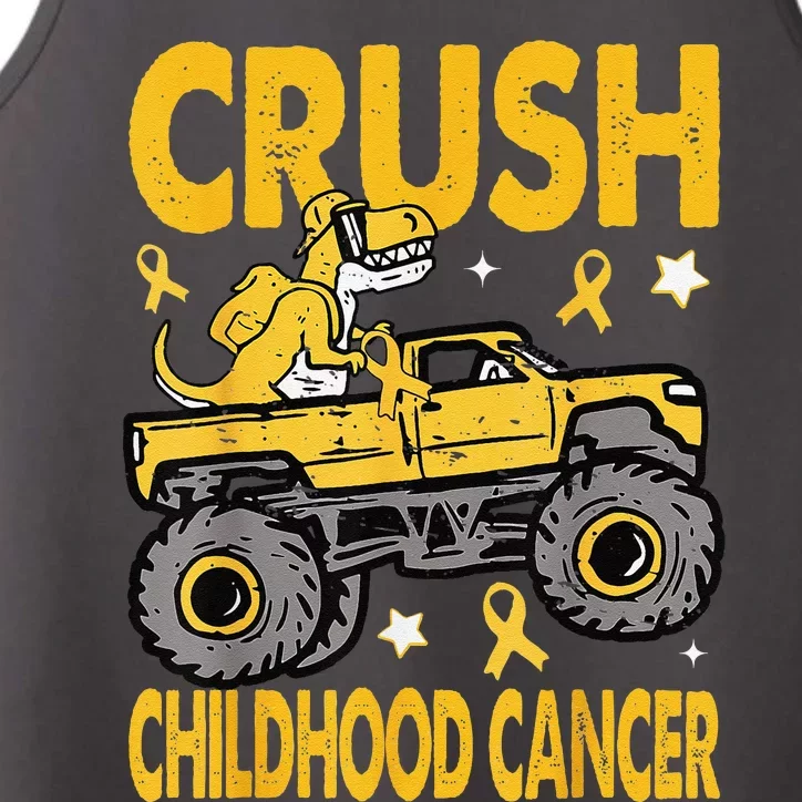 Crush Childhood Cancer Awareness Monster Truck Dinosaur Performance Tank