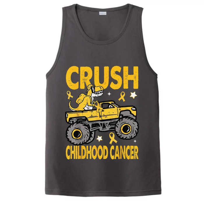 Crush Childhood Cancer Awareness Monster Truck Dinosaur Performance Tank