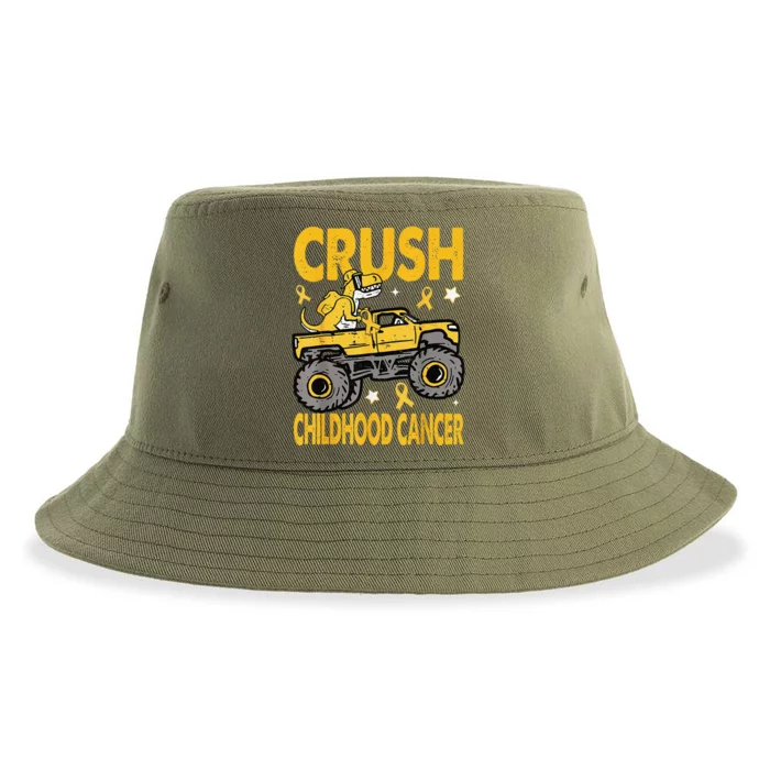 Crush Childhood Cancer Awareness Monster Truck Dinosaur Sustainable Bucket Hat